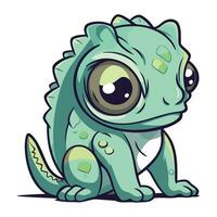 Cute cartoon chameleon isolated on white background. Vector illustration.