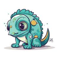 Cute cartoon chameleon isolated on white background. Vector illustration.