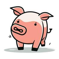 Funny piggy cartoon vector illustration. Cute piggy character.