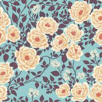 floral sin costura modelo blanco flores y púrpura hojas en ligero azul fondo en chinoiserie estilo. mano dibujado Arte. fondo de pantalla diseño para textiles, documentos, huellas dactilares, Moda antecedentes, belleza productos vector