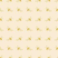 Simple seamless pattern of freehand sketch of flying bees, drawn and digitized, in two colors. Vector illustration for fashion, package design, wallpaper, textile, fabric, wrapping paper.