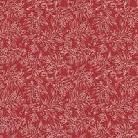 Floral seamless pattern with leaves and berries in wine red and cream colors, hand-drawn and digitized. Design for wallpaper, textile, fabric, wrapping, background. vector