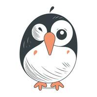 Cute penguin. Vector illustration. Isolated on white background.