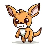 Cute little dog cartoon vector illustration isolated on white background. Cute kangaroo.