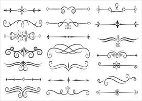 Page Divider And Design Elements. Set of Various Simple Black Divider Design, Assorted Divider Collection Template Vector. Collection of floral dividers elements mega decoration for Calligraphy. vector