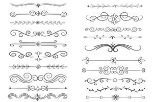 Page Divider And Design Elements. Set of Various Simple Black Divider Design, Assorted Divider Collection Template Vector. Collection of floral dividers elements mega decoration for Calligraphy. vector