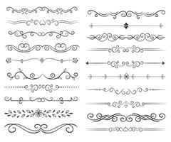 Page Divider And Design Elements. Set of Various Simple Black Divider Design, Assorted Divider Collection Template Vector. Collection of floral dividers elements mega decoration for Calligraphy. vector