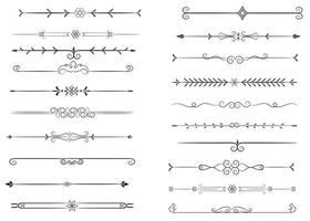 Page Divider And Design Elements. Set of Various Simple Black Divider Design, Assorted Divider Collection Template Vector. Collection of floral dividers elements mega decoration for Calligraphy. vector