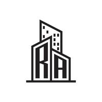 real academia de bellas artes real inmuebles logo con edificio estilo , real inmuebles logo valores vector