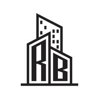 rb real inmuebles logo con edificio estilo , real inmuebles logo valores vector