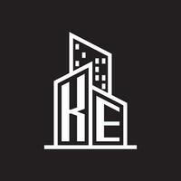 ke real inmuebles logo con edificio estilo , real inmuebles logo valores vector