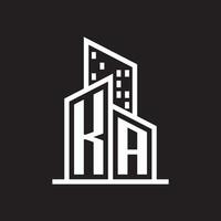 ka real inmuebles logo con edificio estilo , real inmuebles logo valores vector