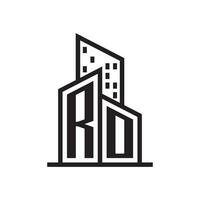 ro real inmuebles logo con edificio estilo , real inmuebles logo valores vector