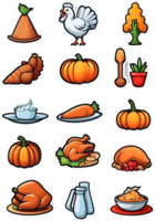 thanksgiving food icons set ai generative png