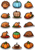 thanksgiving food icons set ai generative png