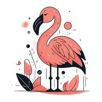 Flamingo. Hand drawn vector illustration in doodle style.