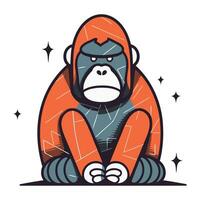 Gorilla sitting on the floor. Vector illustration for your design