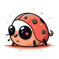 Cute little ladybug. Vector illustration isolated on white background.