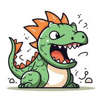 Funny cartoon dinosaur character. Cute vector illustration. Vector illustration.