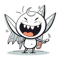 Cartoon Illustration of Cute Flying Vampire Character with Halloween Costume vector