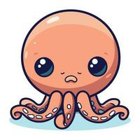 Cute cartoon octopus. Vector illustration isolated on white background.