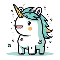 Cute cartoon unicorn. Vector illustration. Isolated on white background.