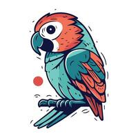 Parrot. Hand drawn vector illustration. Isolated on white background.