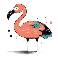 Flamingo vector illustration. Hand drawn doodle style.