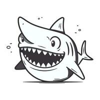 Shark vector illustration. Cute cartoon shark icon isolated on white background.