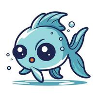 Illustration of a cute cartoon fish jumping and splashing water. vector