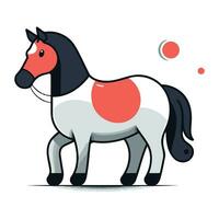 Horse with red circle. Vector illustration of a cartoon horse.