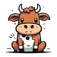 Cute cartoon cow. Vector illustration. Isolated on white background.