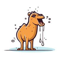 Camel with drops of water. Vector illustration in cartoon style.