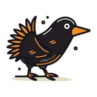 Cartoon blackbird. Vector illustration. Isolated on white background.