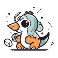 Cute cartoon dinosaur. Vector illustration isolated on a white background.