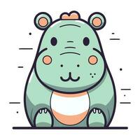 linda hipopótamo personaje. vector ilustración en plano estilo.