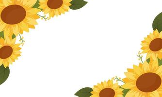 Watercolor sunflower border background vector