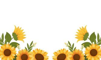 Watercolor sunflower border background vector