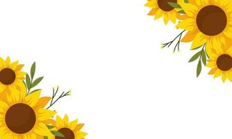 Watercolor sunflower border background vector