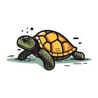 Cute cartoon turtle. Vector illustration of a tortoise isolated on white background.