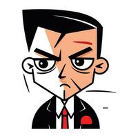 Angry face of a businessman in a suit and tie. Vector illustration