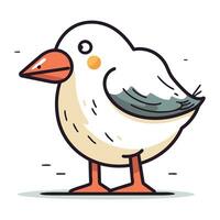 Vector illustration of a cute cartoon seagull. Isolated on white background.