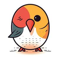 Cute cartoon little bird. Vector illustration isolated on white background.