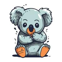 Cute cartoon koala sitting on white background. Vector illustration.