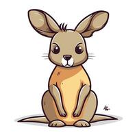 Kangaroo sitting on the ground. Vector illustration of a cartoon kangaroo.