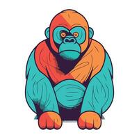 Vector illustration of a cute cartoon gorilla. Isolated on white background.