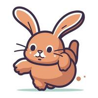 Cute cartoon rabbit running on white background. Vector illustration for your design.