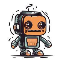 Cute cartoon robot. Vector illustration on white background. Eps 10.