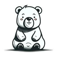 Illustration of a cute polar bear sitting isolated on a white background vector