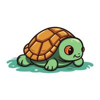 Cute cartoon turtle. Vector illustration isolated on a white background.